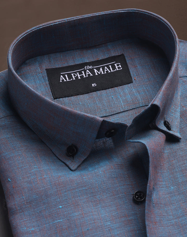 Two Tone Marine Blue Linen