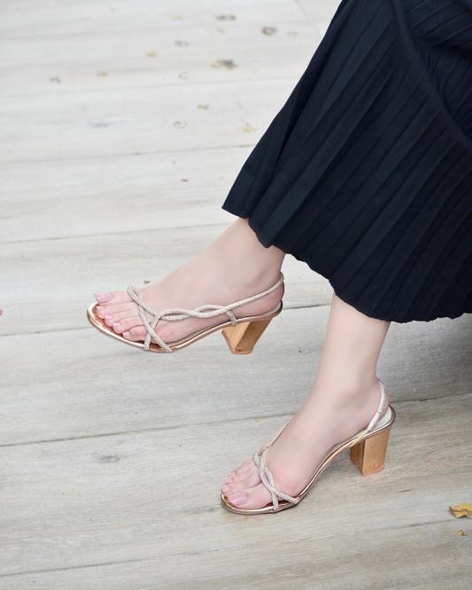 Rylea Sling Back Heels - Gold