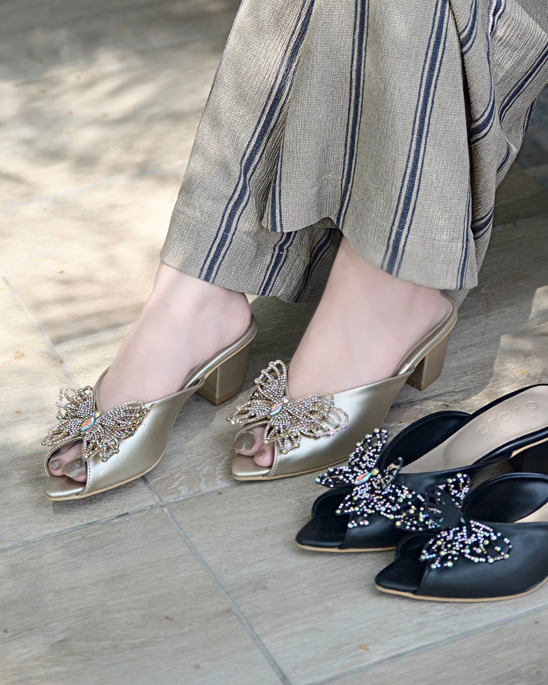 Elora Block Heels - Gold