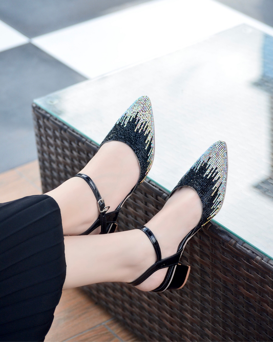 Evania Block Heel Pumps - Black