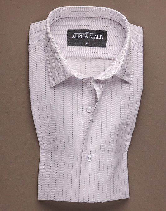 Ash Grey Herringbone Stripes