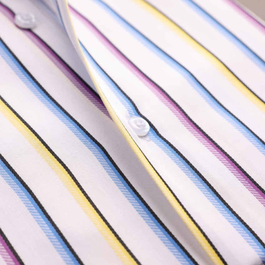 White Multi Striped In Twill