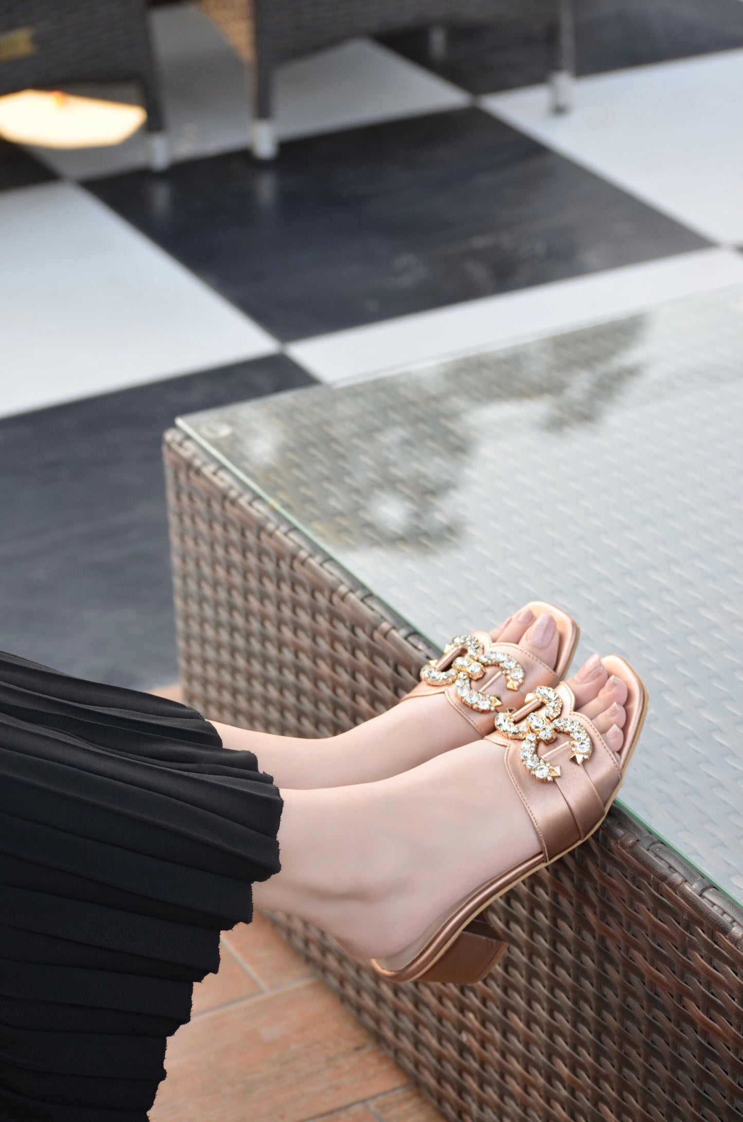 Nadia Block Heels - Rose Gold