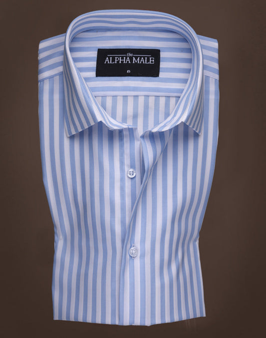 Sky Blue & White Oxford Stripes