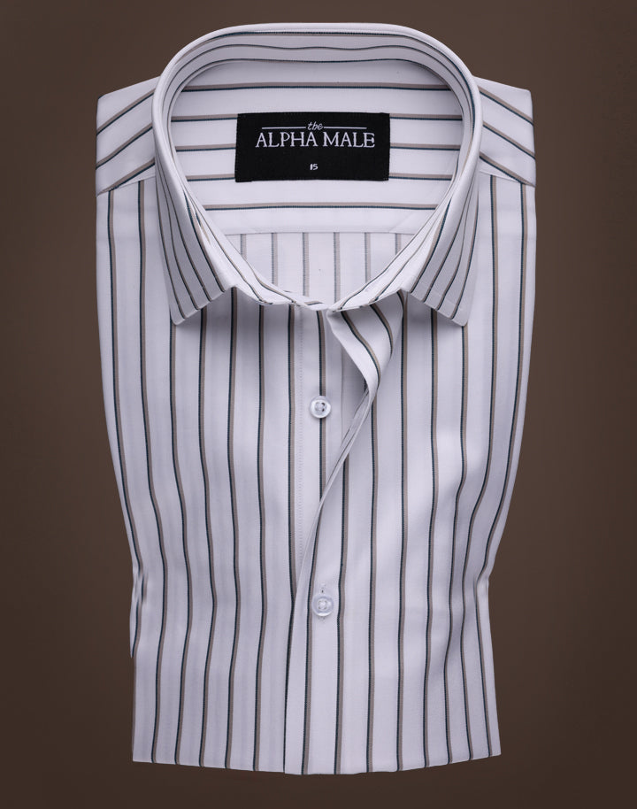 White Broad Stripes in Twill