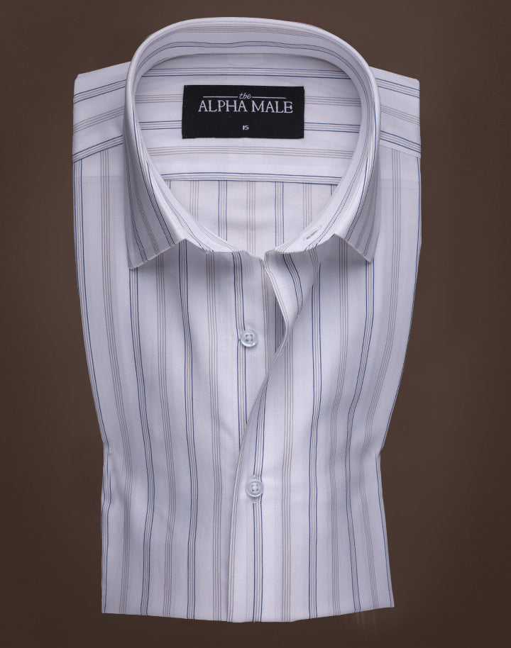 White Broad Stripes in Textured Base