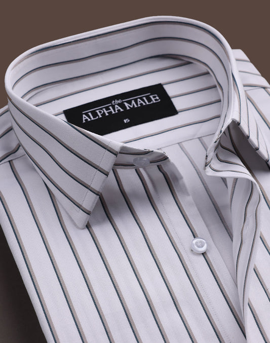 White Broad Stripes in Twill