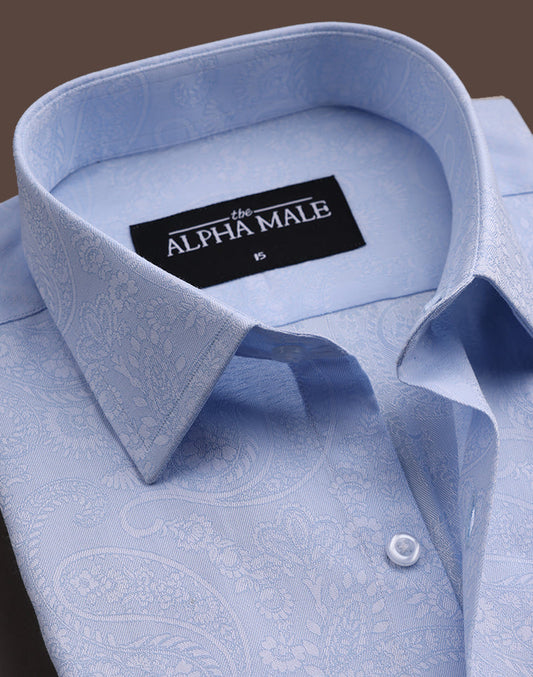 Embossed Paisley in Sky Blue