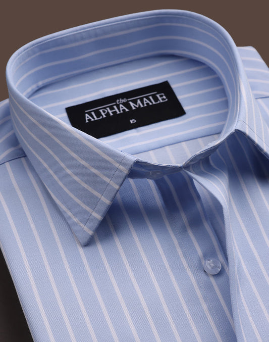 Sky Blue Stripes in Twill