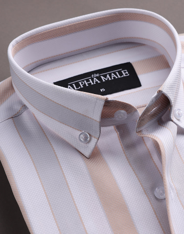 White Base Multi Stripes in Dobby