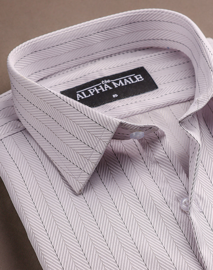 Ash Grey Herringbone Stripes